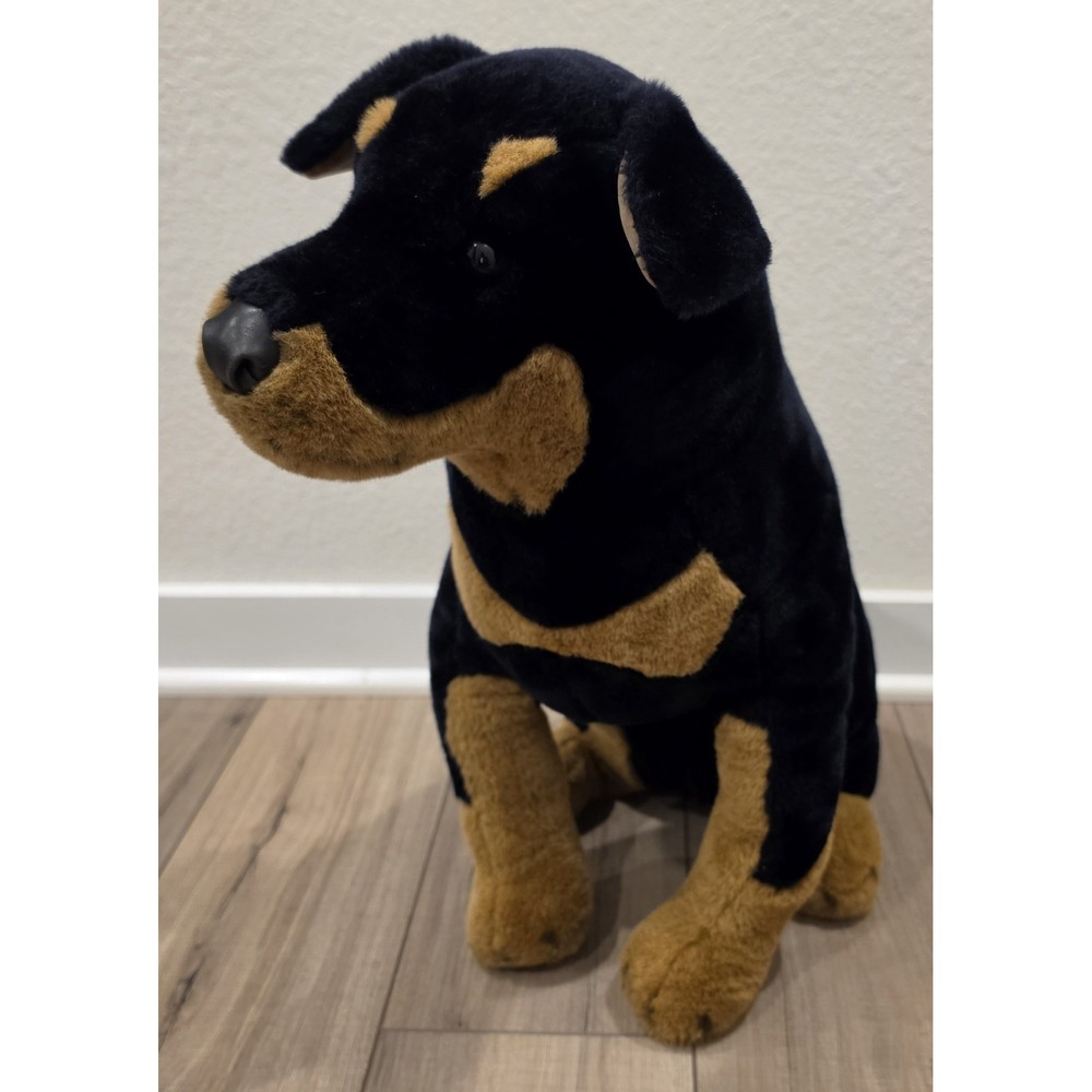 Vintage Douglas Cuddle Toy Bruno Rottweiler Realistic Plush 21" -Made In USA-